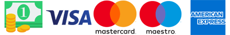 Bezahlmethoden: Bargeld, Visa, Mastercard, Maestro, American Express